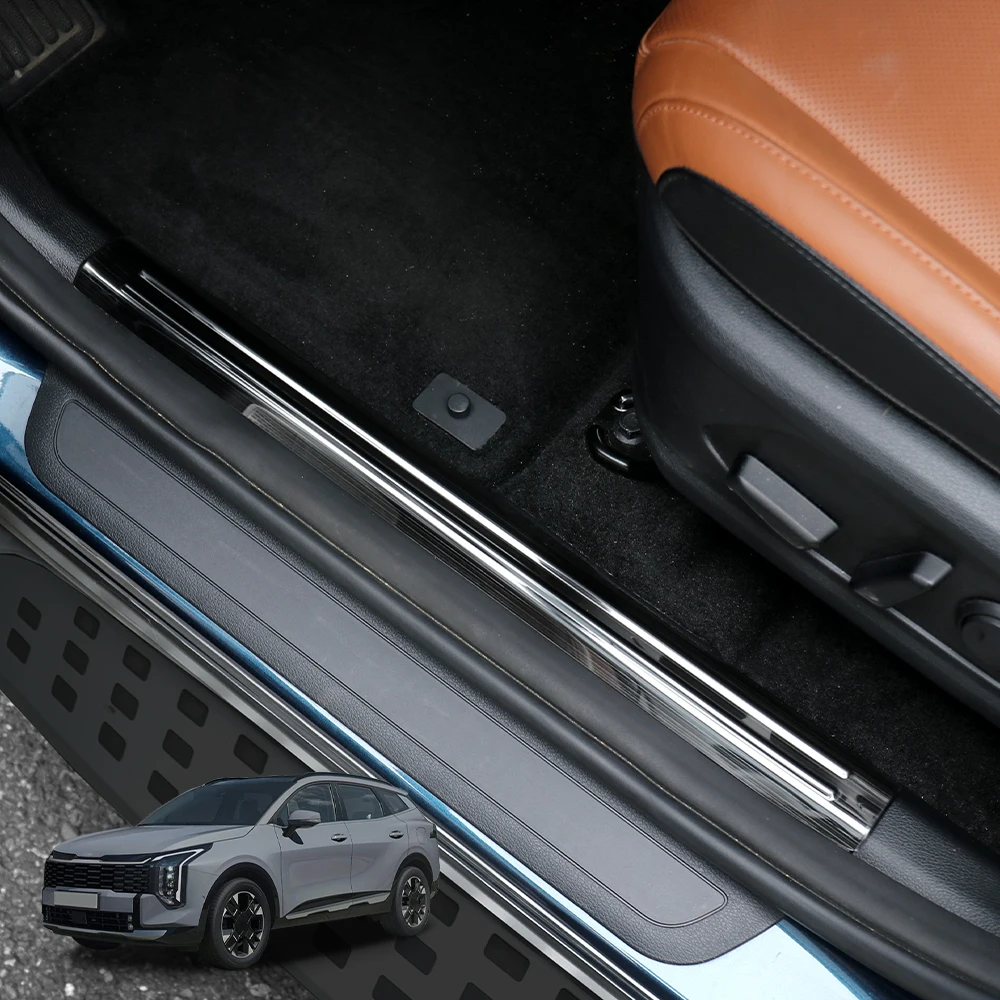 

For Kia Sportage NQ5 2026 Black Stainless Steel Inner Door Sill Protector Cover Welcome Pedal Door Threshold Trim Accessories