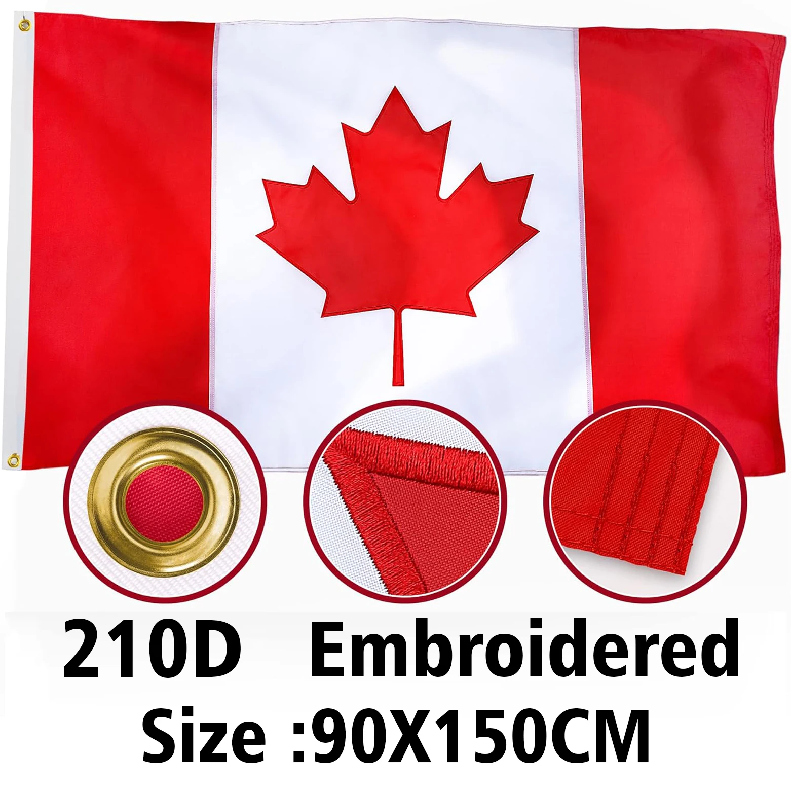 90X150cm Embroidered Canada Canadian Flag  210D Nylon High Quality Decoration Banner Tapestry