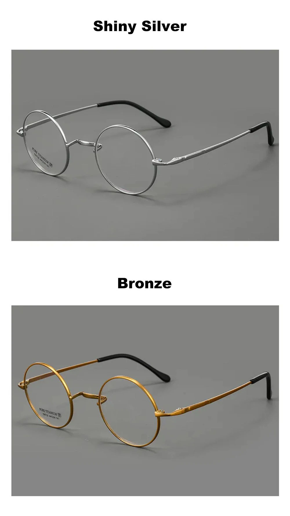 Dark Academia Runde Titan-Brillenfassung 7g Ultraleicht Vintage Kleine Gesichtsbrille für Männer und Frauen Ohne Nasenpolster Zauberer-Brille – Detail 11