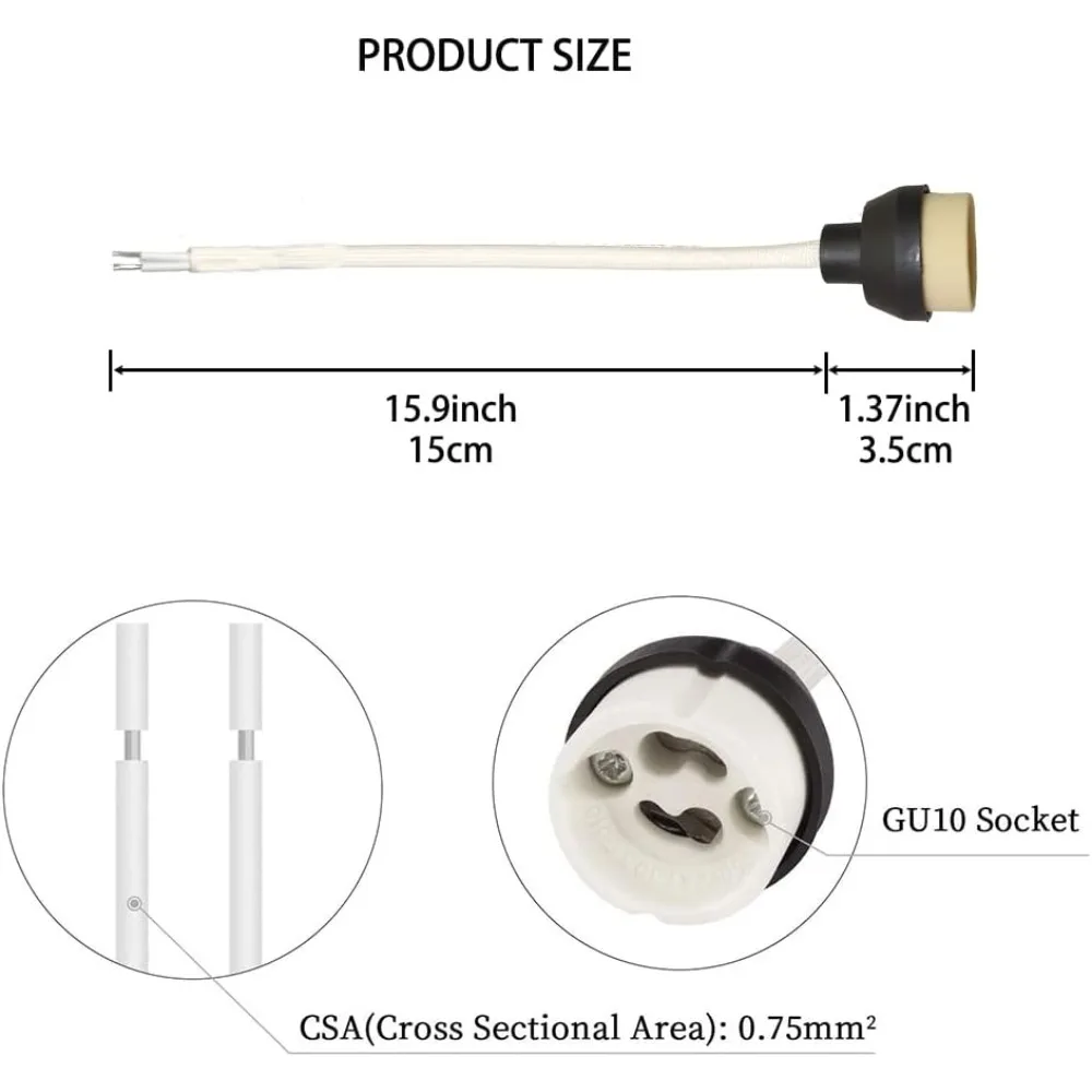 1pcs 15cm GU10 Lamp Holder Lamp Light Fitting Parts Ceramic Lamp Bases Connector GU10 Socket for LED Light Bulbs Halogen Bulbs