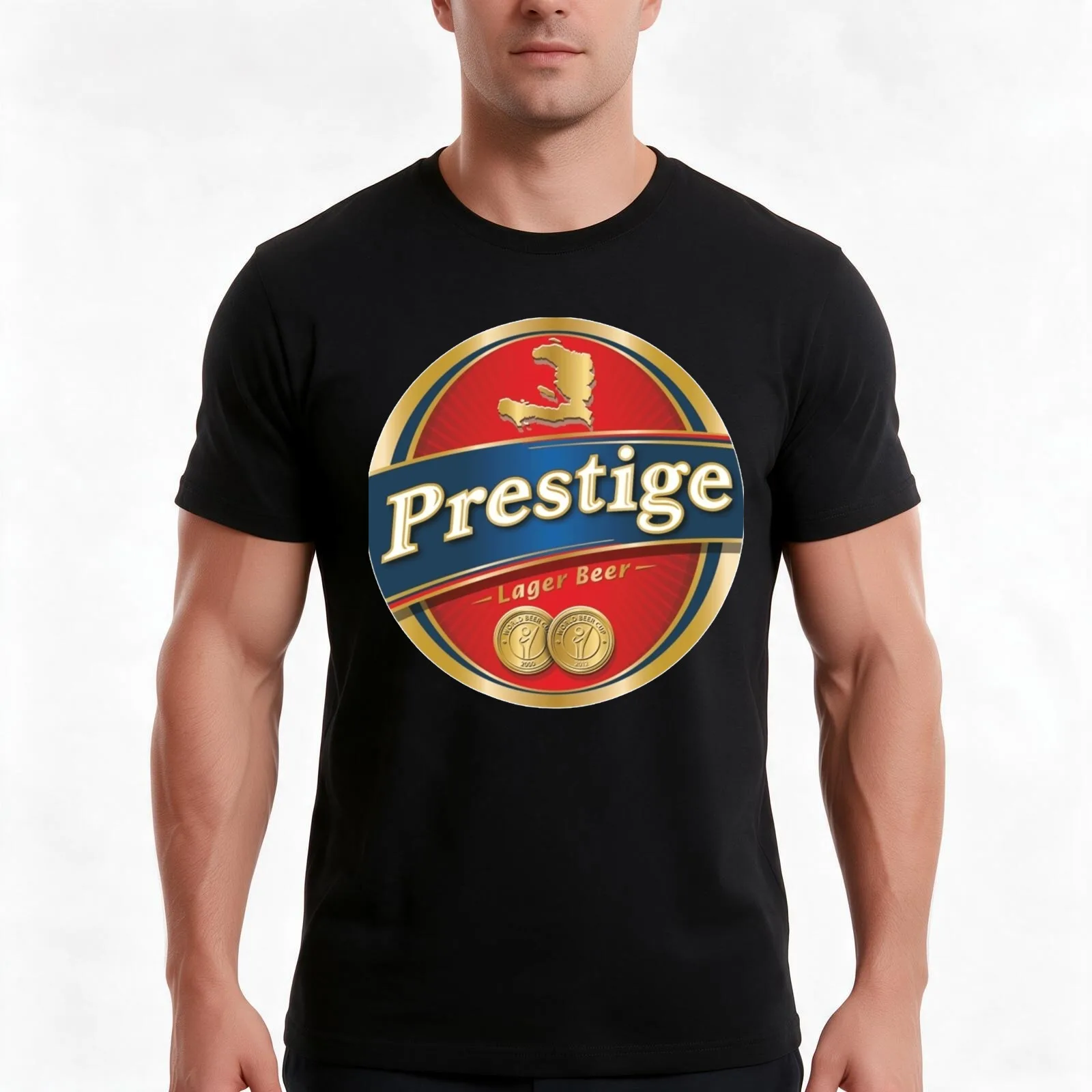 Prestige Beer T-Shirt Summer Casual Cotton Tee Oversized Streetwear Tops Vintage Graphic Print Loose Fit Short Sleeve