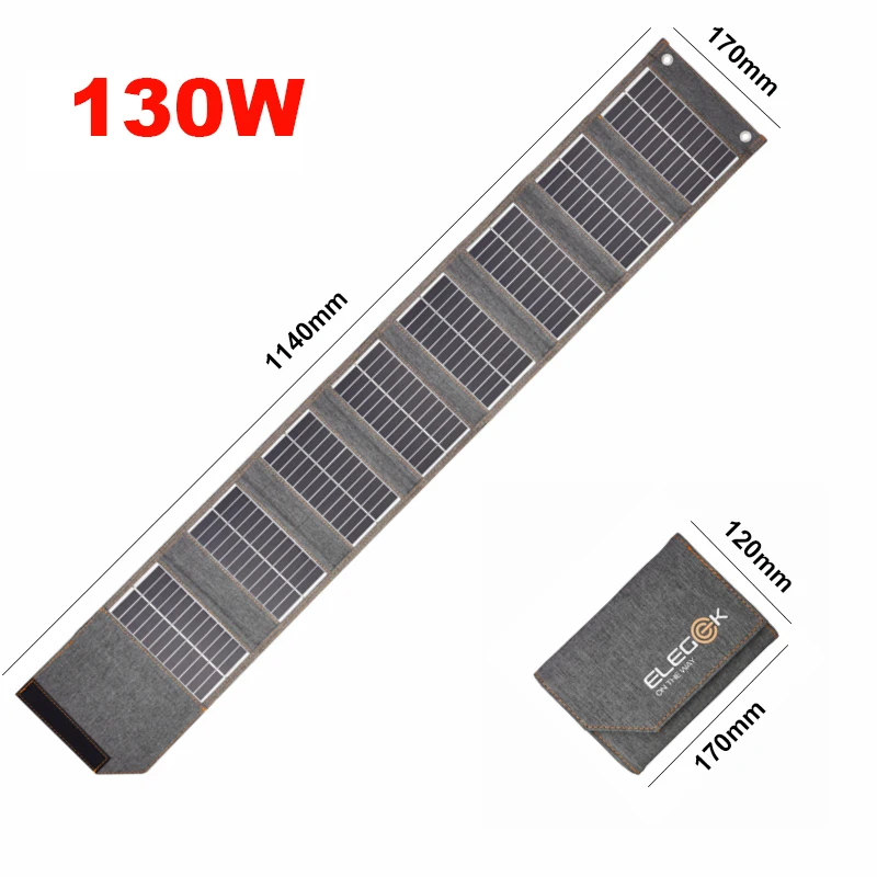 130W/80W Folding Solar Panel USB 5V Solar Charger Portable Solar Cell Outdoor Phone Power Bank for Camping Hiking + 3 in 1 Cable