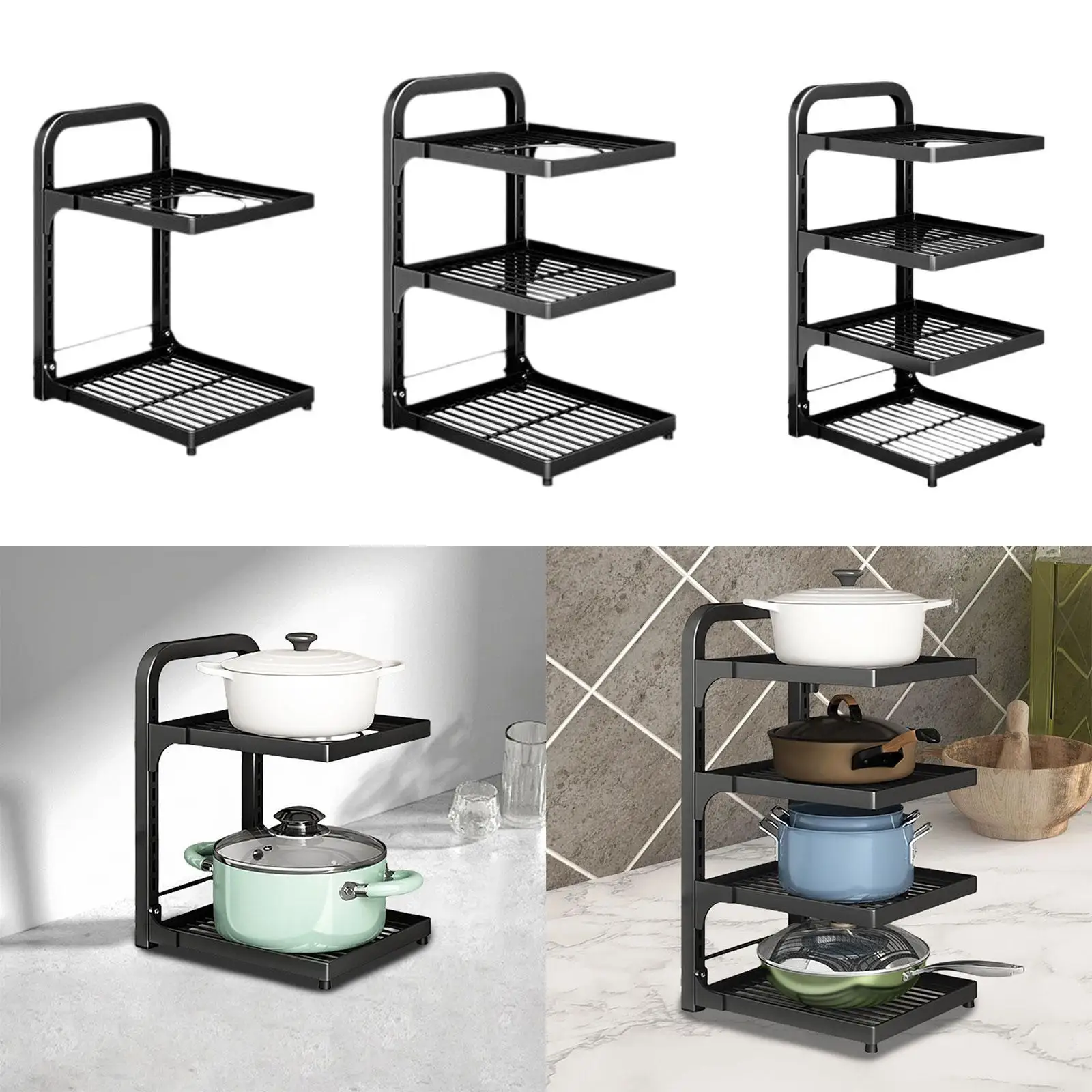 Pot Storage Rack Sink Cabinet Organizer Cookware Stand Pot Lid Organizer