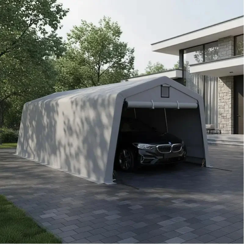 Carport-Zelt, dimmbar. 6,2 L x 3,3 L x 2,4 H m, robustes, verzinktes Stahlgestell, hochdichtes PE 150 g/m², wasserdicht, UV-beständig, Outdoor-Event-Zelt für Gartenpartys, Gartenfeste, Terrassen,