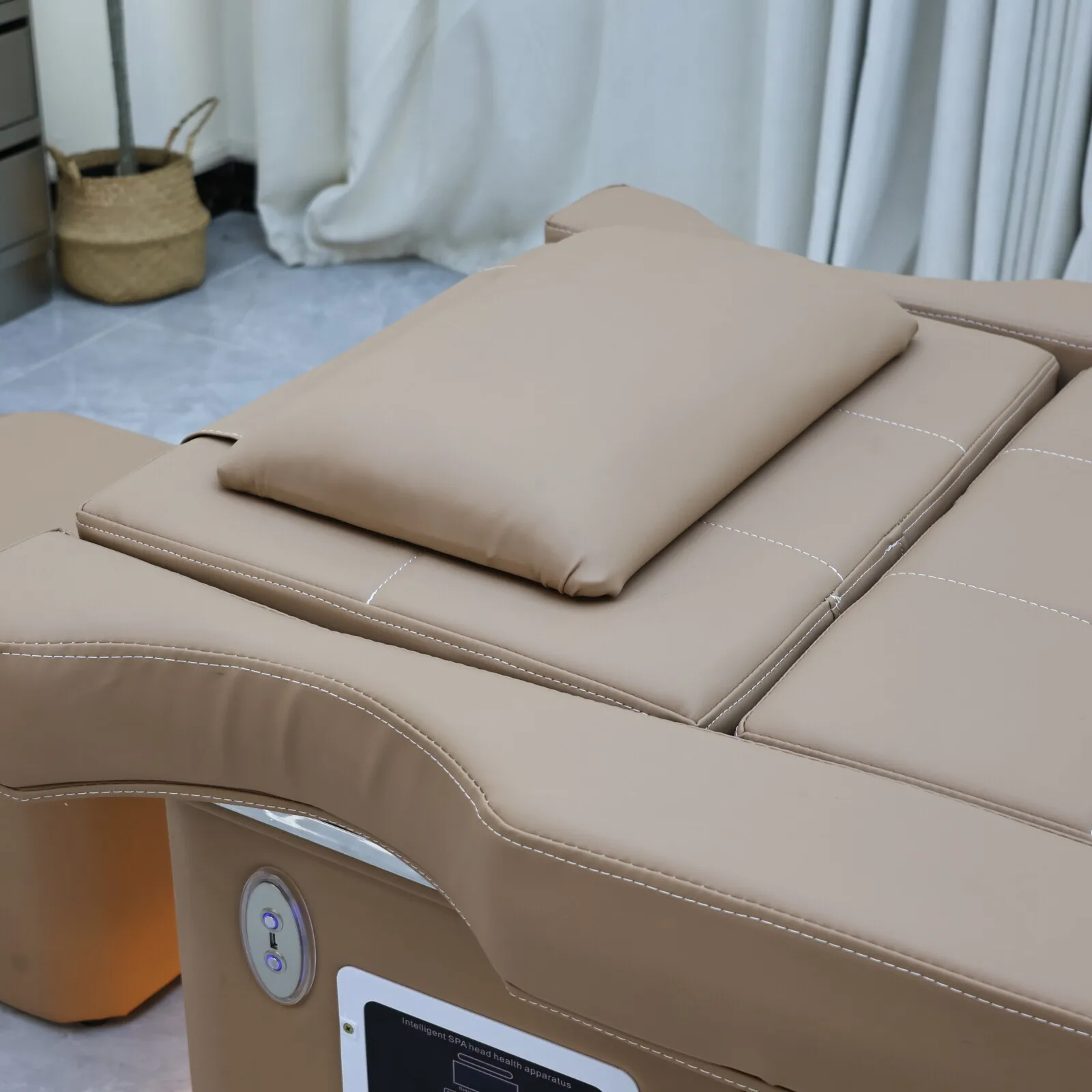 Elektrisches Haarbehandlungsbett mit Fußbad Zwei-in-Eins, Wasserzirkulations-Haarpflege und Dampfbehandlung, Luxuriöses Khaki-SPA – Detail 14