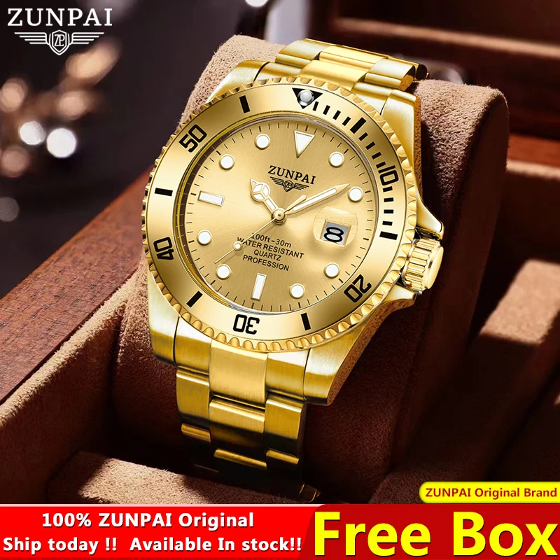 100%Original ZUNPAI Watch for Men Waterproof Sports Stainless Steel Diving Wristwatches 2024New Fashion Luxury TOP Brand