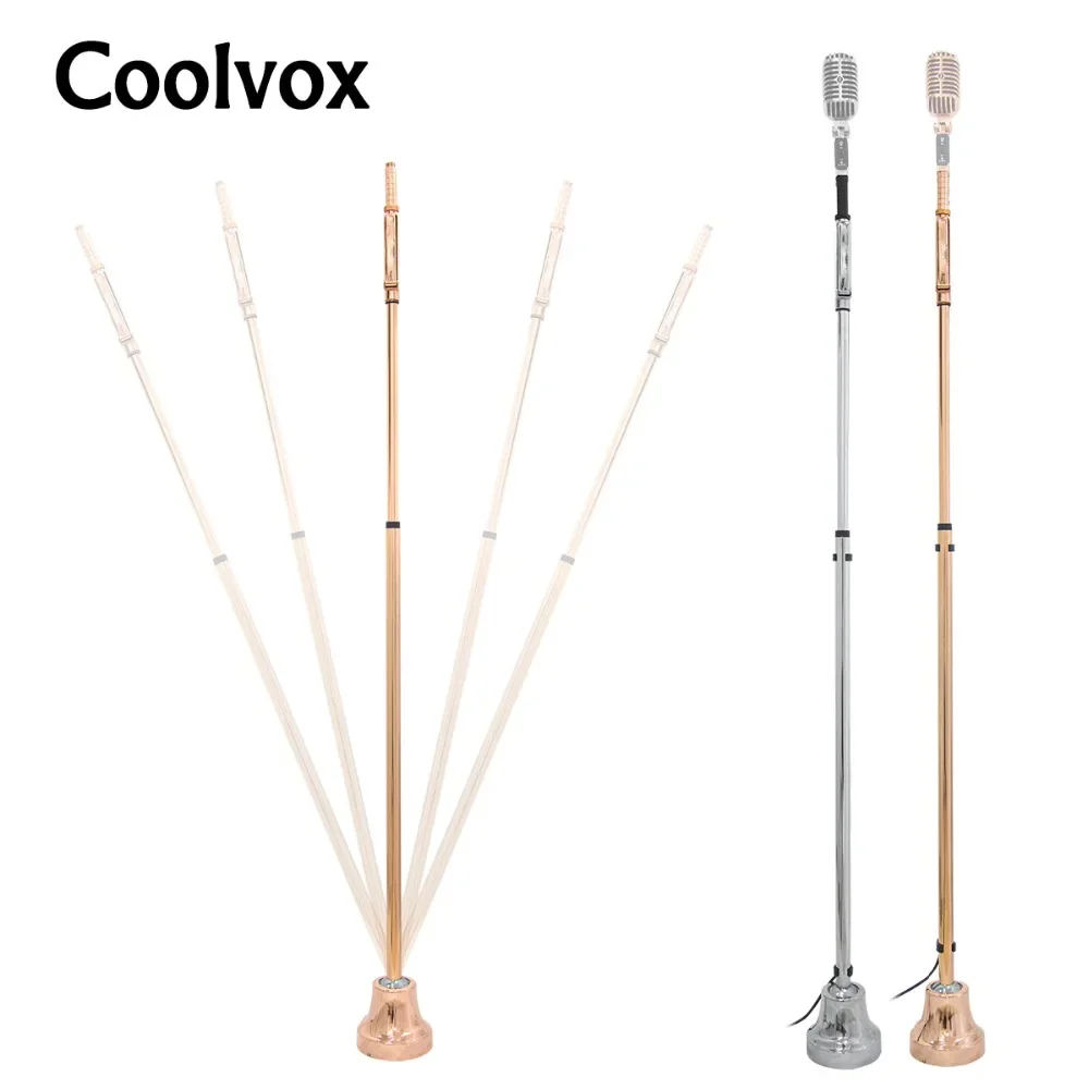 Imagem -02 - Coolvox Microfone Metálico Clássico Telescópico com Fio de 360 Graus Suporte para Microfone Ktv Estilo Antigo