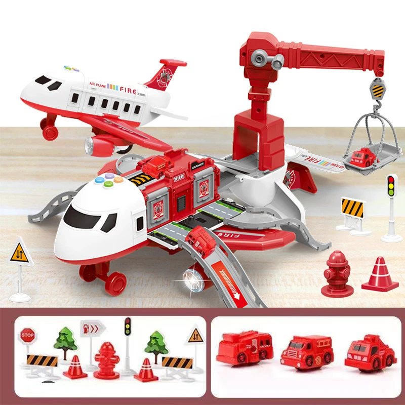 New Deformation Music Simulation Track Inertia Toy Aircraft Large Size Passenger Plane Kids Airliner Toy Car for Children\'s Gift