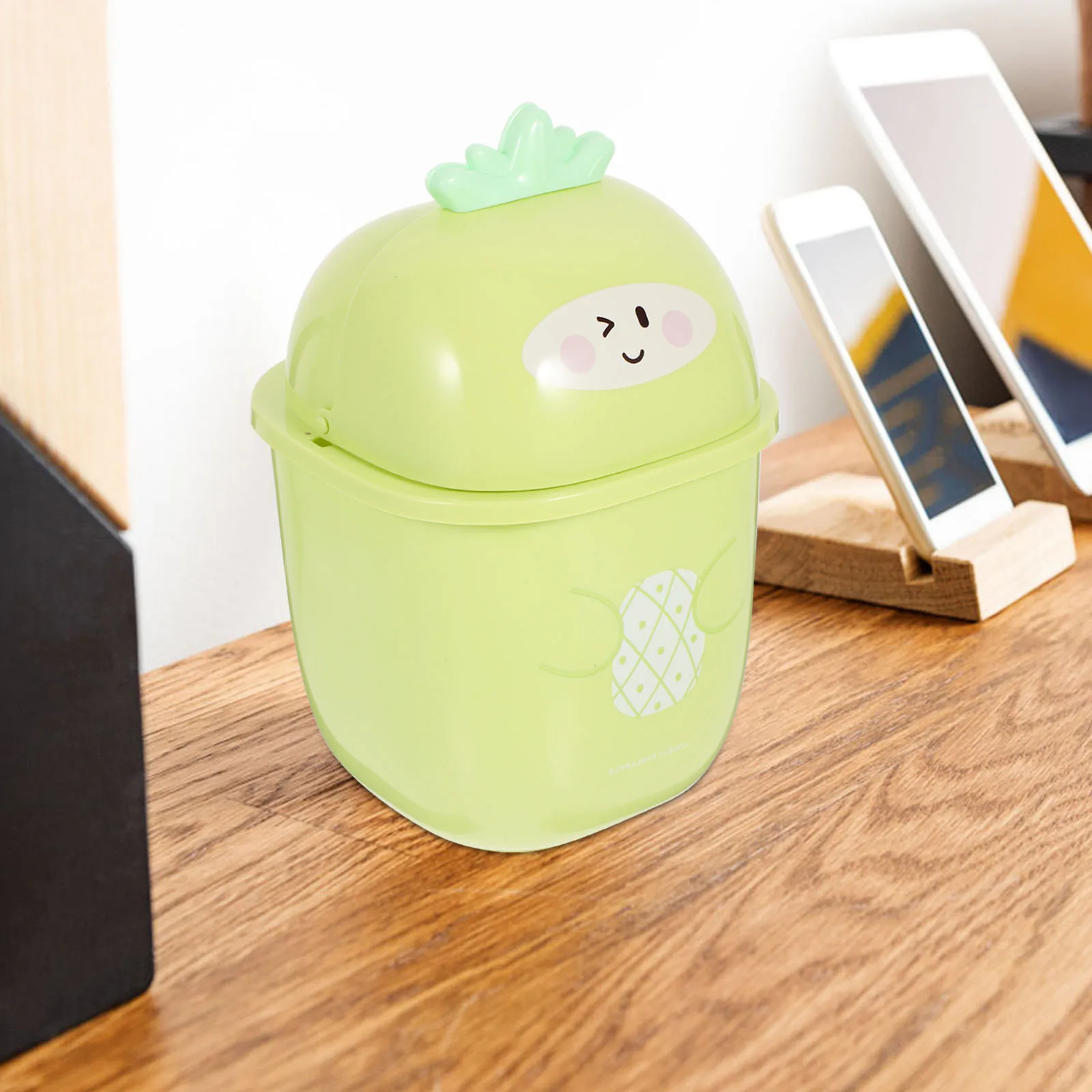 

Pineapple Trash Can Cans with Lids Portable Desktop Small Office Waste Bin Bedroom