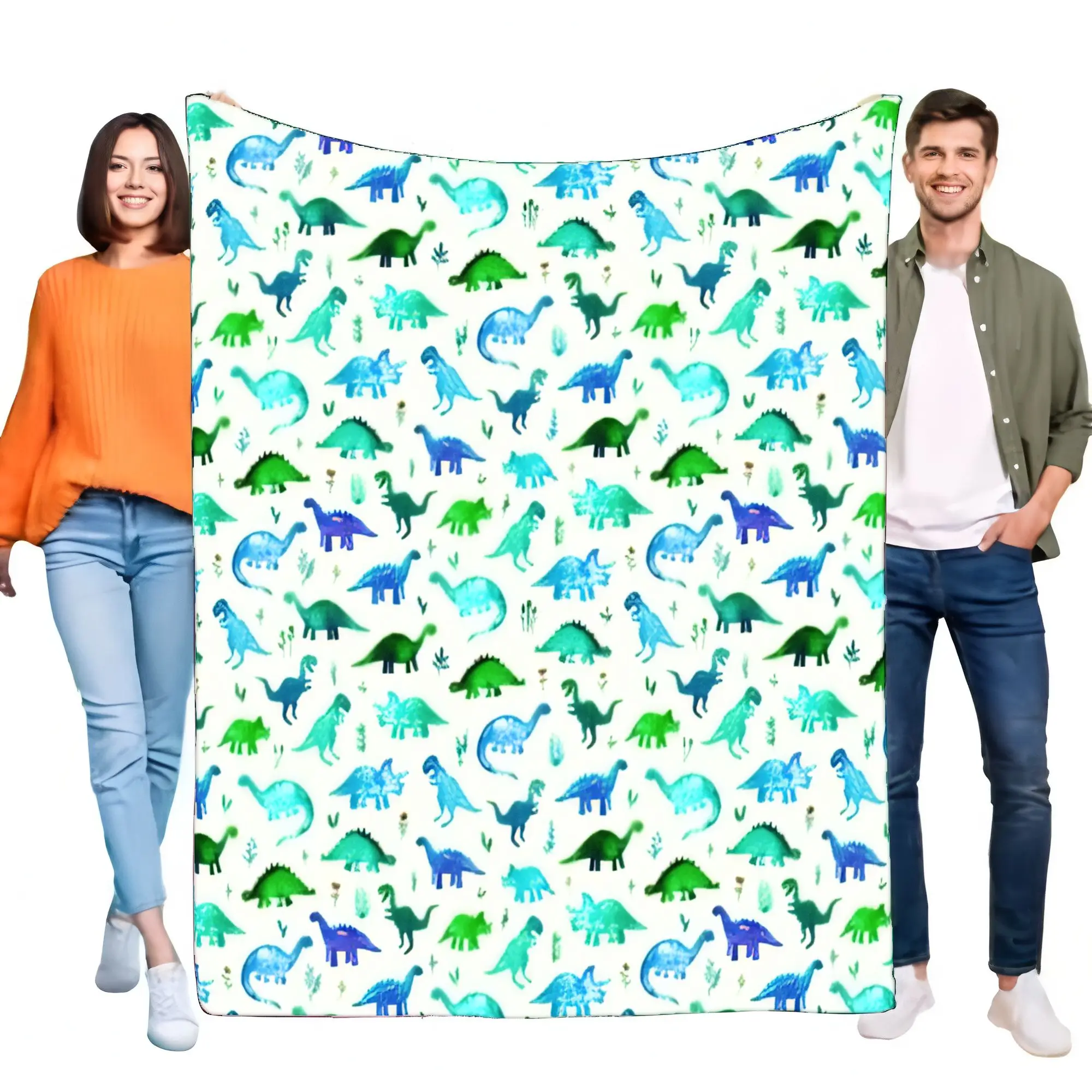 Dinosaur Pattern Fleece Throw Blanket Soft Plush Lightweight Cozy Sofa Bed Cover Kids Birthday Gift Ideal for Home Decor and Din