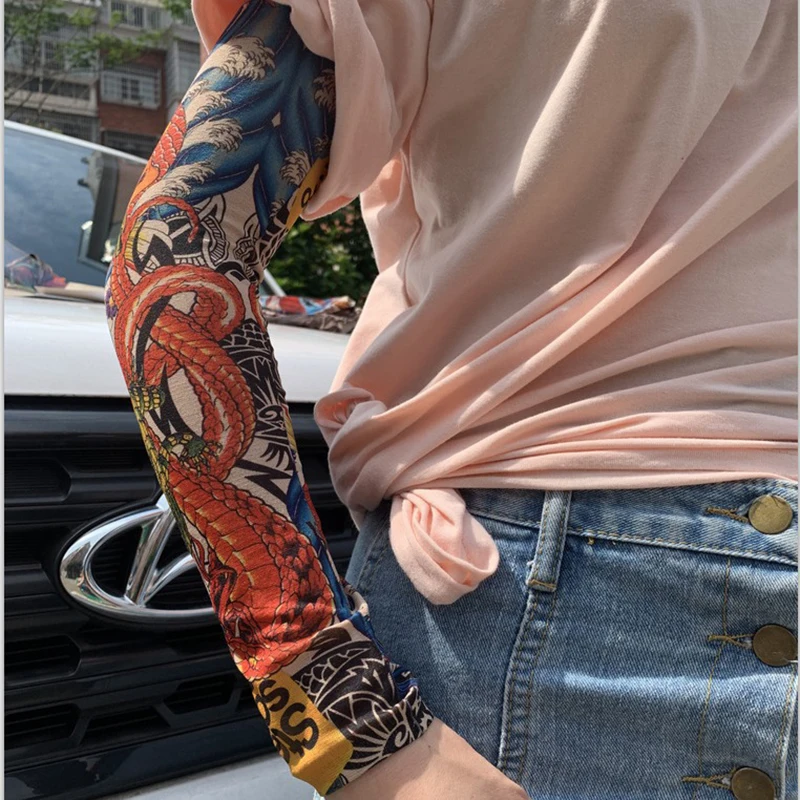 6-delige tattoo-hoes voor heren dames anti-zonnebrand mouw elastische outdoor nachtclub fietsen armhoes feest fietsen tattoo mouw