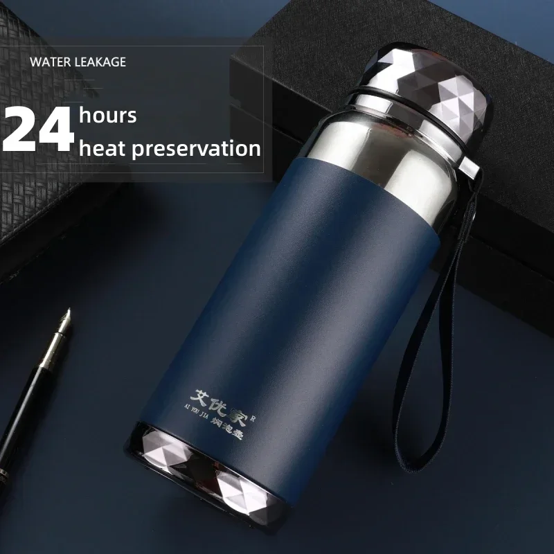 1L 316 Stainless Steel Thermos Bottle 24-hour Thermal cup portable tumbler Large capacity Diamond lid Flask