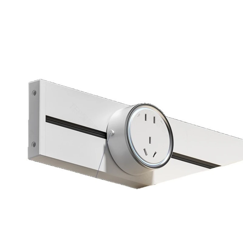 

Intelligent track socket household kitchen side cabinet mobile with light digital display sliding power strip