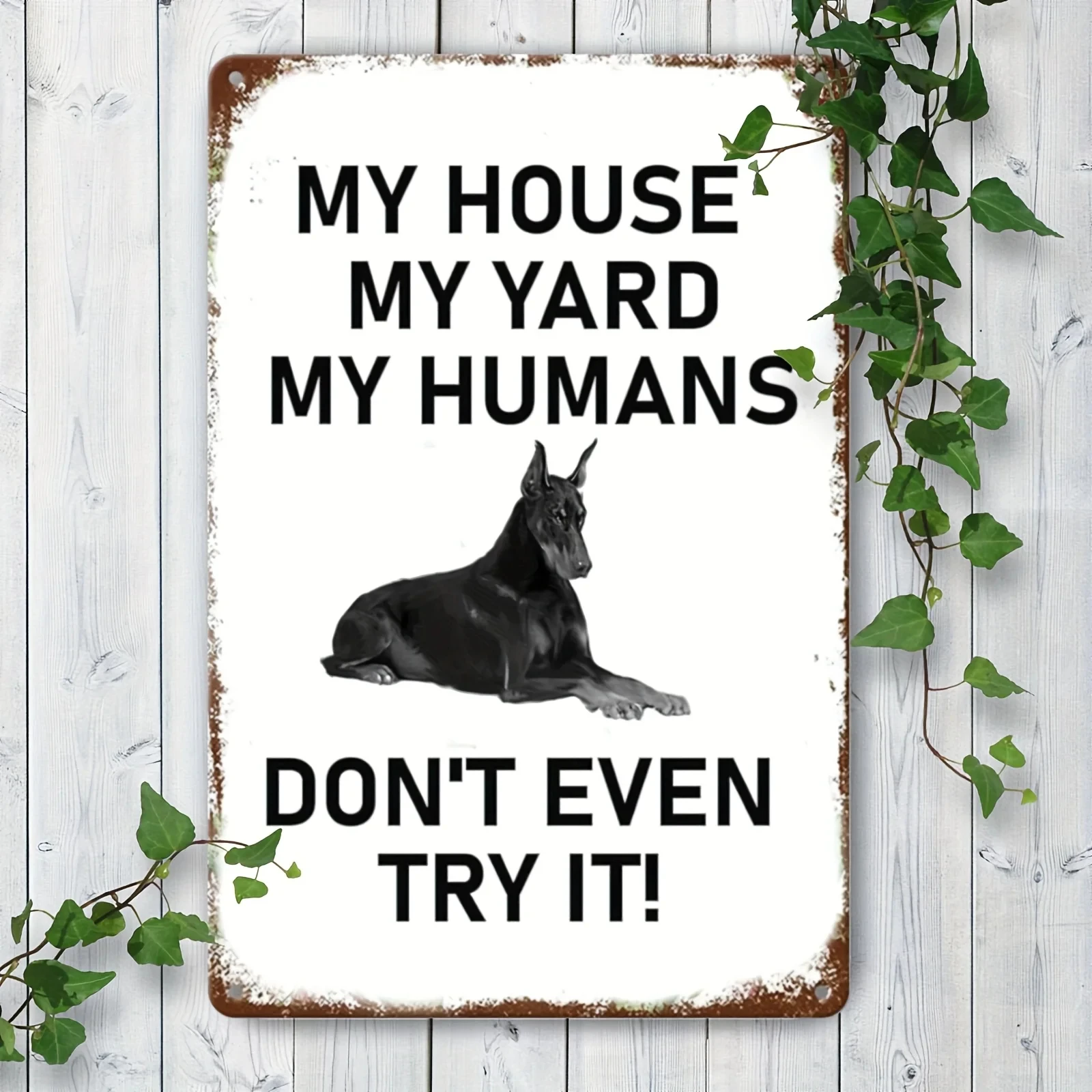 [Doberman Metal Sign] Metal Sign - Doberman My Home My Yard My People Outdoor Tin Sign Suitable for Home Outdoor Door Fence Decoration Garden a