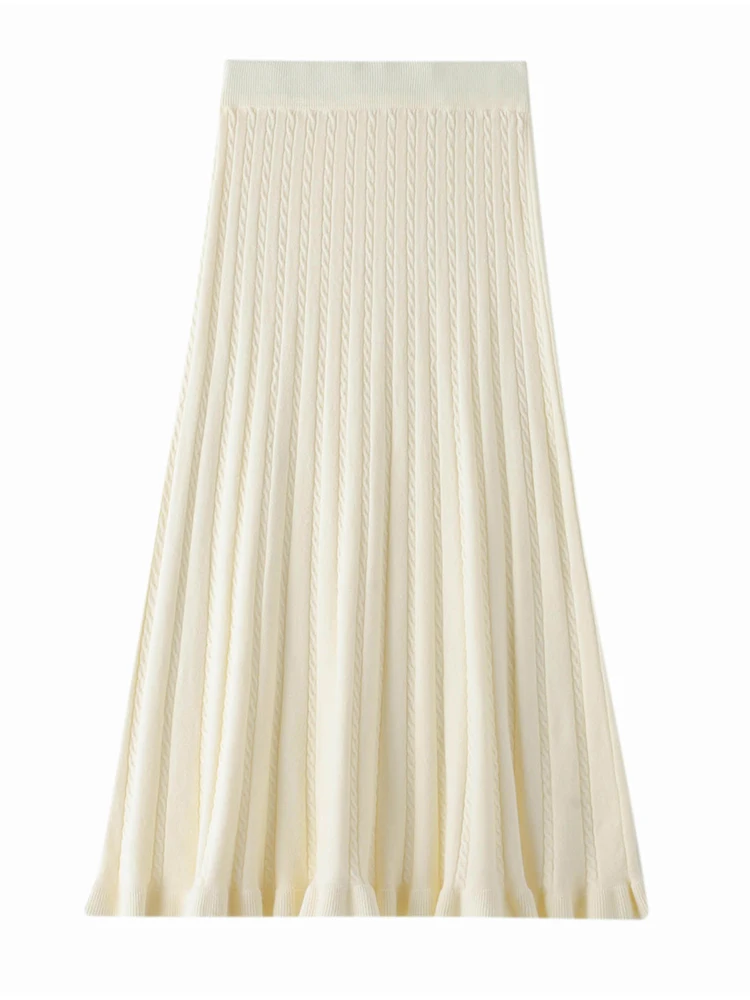 

Knitting Gray Retro Pleated Twisted Flower Skirt For Women Autumn Winter 2025 New Arrival Lady Chic Long Skirt