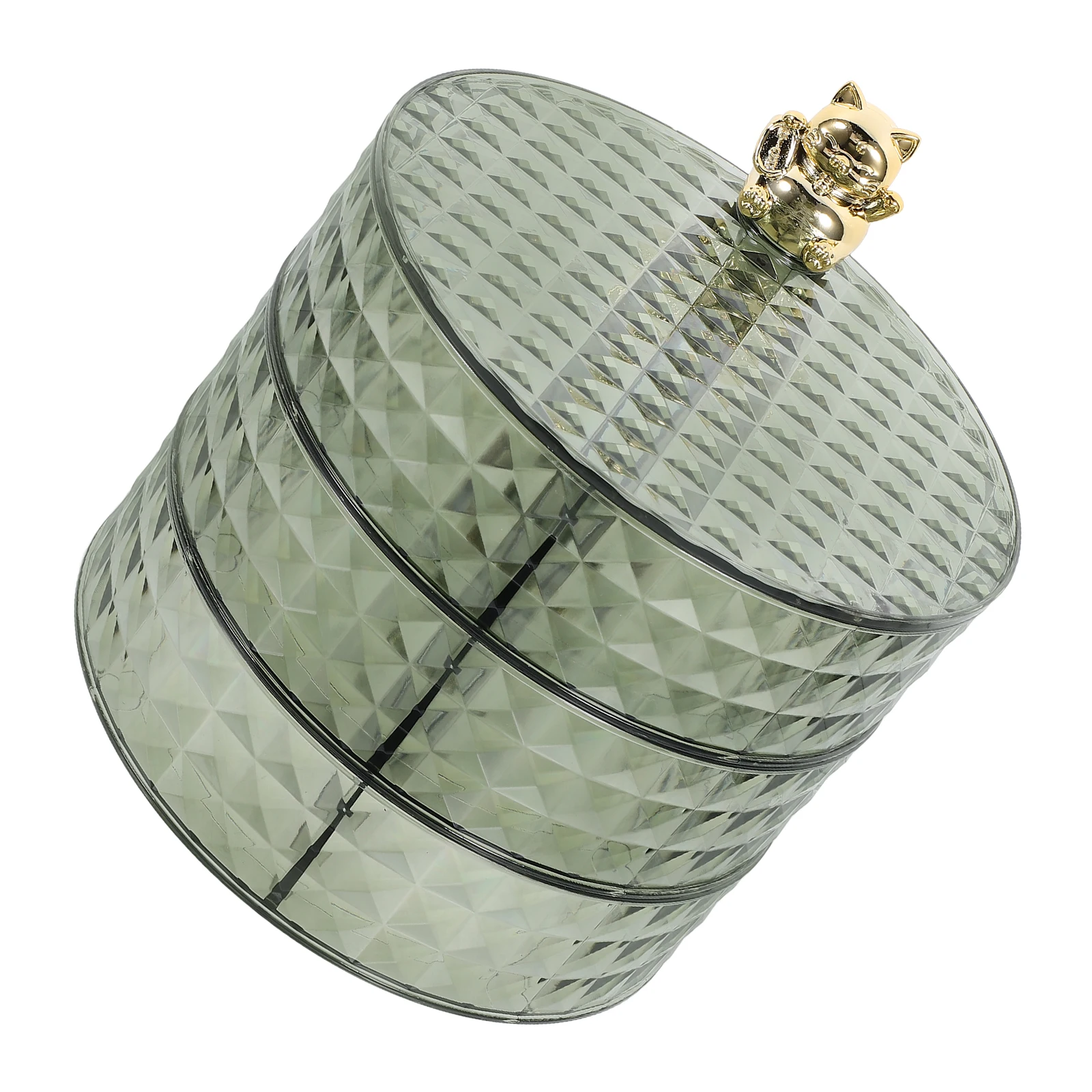 

Transparent Green 3 Layers Rotating Jewelry Storage Box Organizer Desktop Earring Ring Necklace Holder Trinket Case Student
