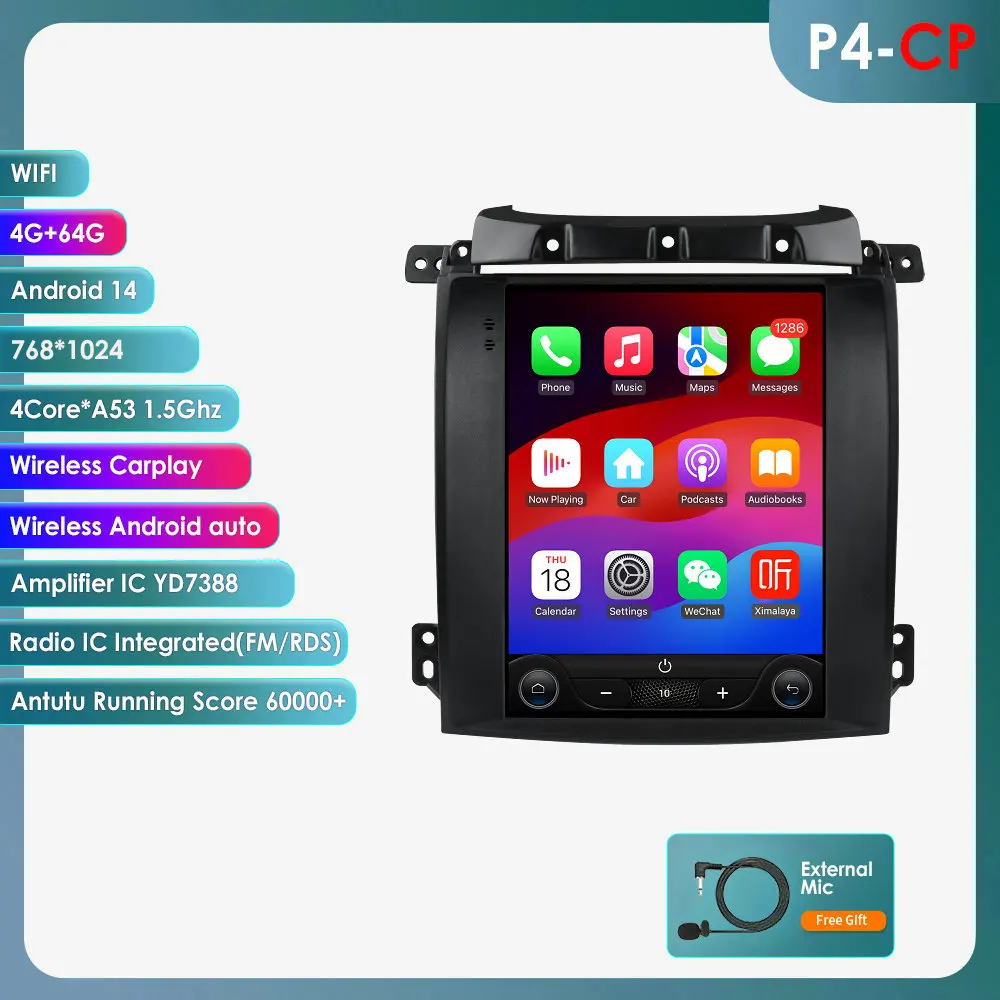 Hizpo voor Tesla Style Android 14 Auto Intelligent Systemen voor Kia Sorento BL 2002 2003 2004 2005 2006 Multimedia Speler 2DIN GPS Stereo Android Auto Wireless Carplay