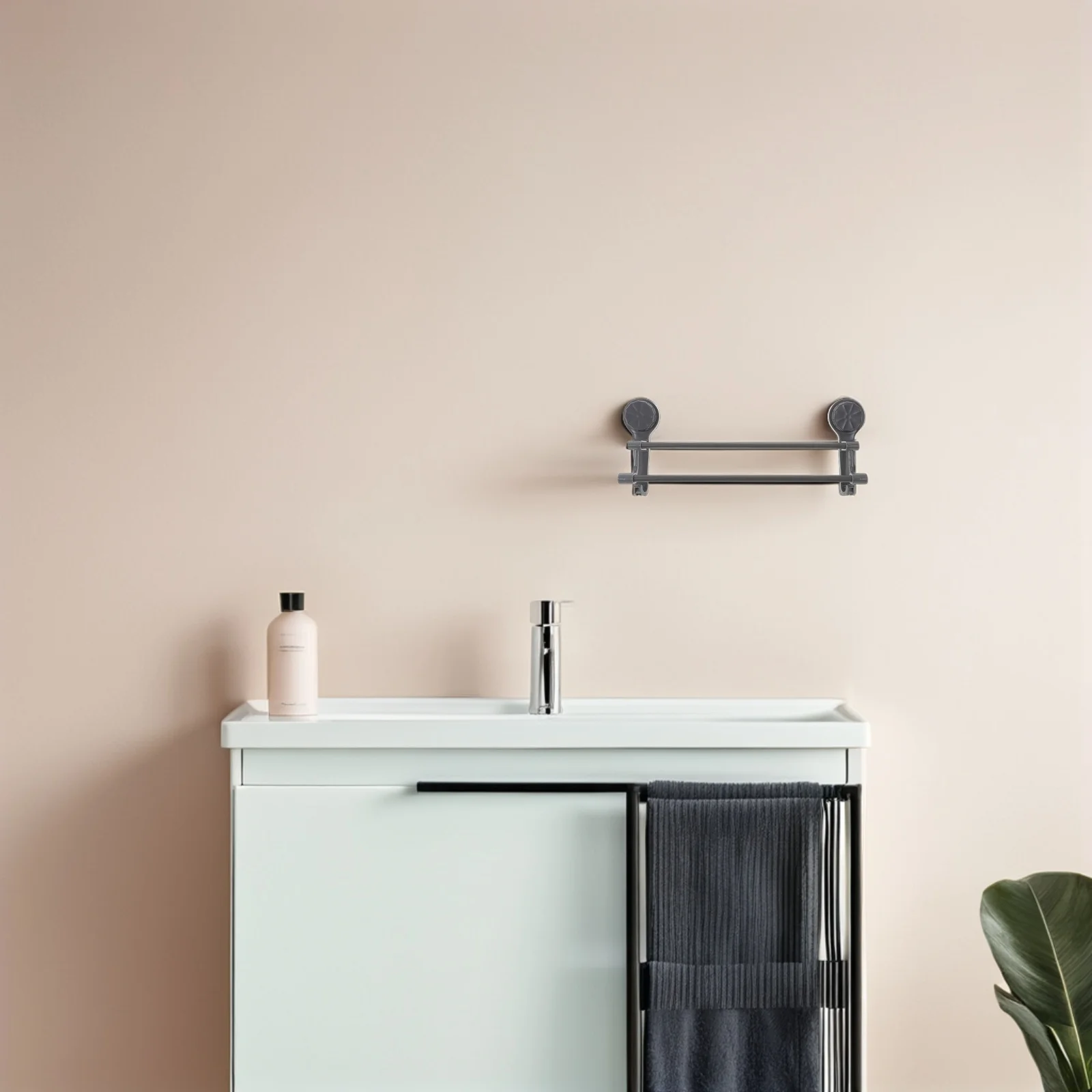 Double Suction Towel Rack No Drill Installation 40cm Wall Mounted Bathroom Kitchen Bath Towel Holder Organizer