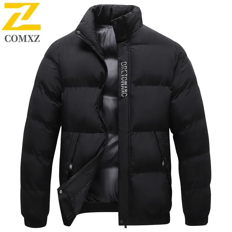 

COMXZ Luxurious New Padded Jacket Business Leisure Windproof Jacket Men Travel Anti-Cold Stand Collar Plus Size Winter Outerwear