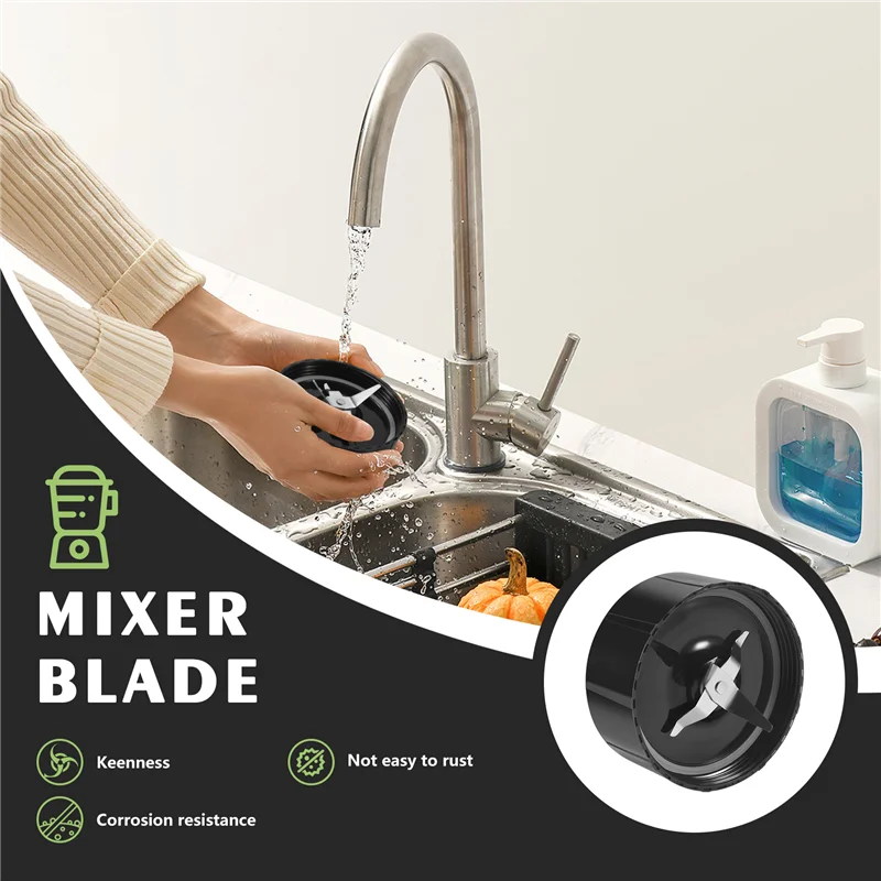 ELEG-Replacement Cross And Flat Blades - Replacement Parts With Extra 4 Gaskets For 250W Blender Juicer Mixer