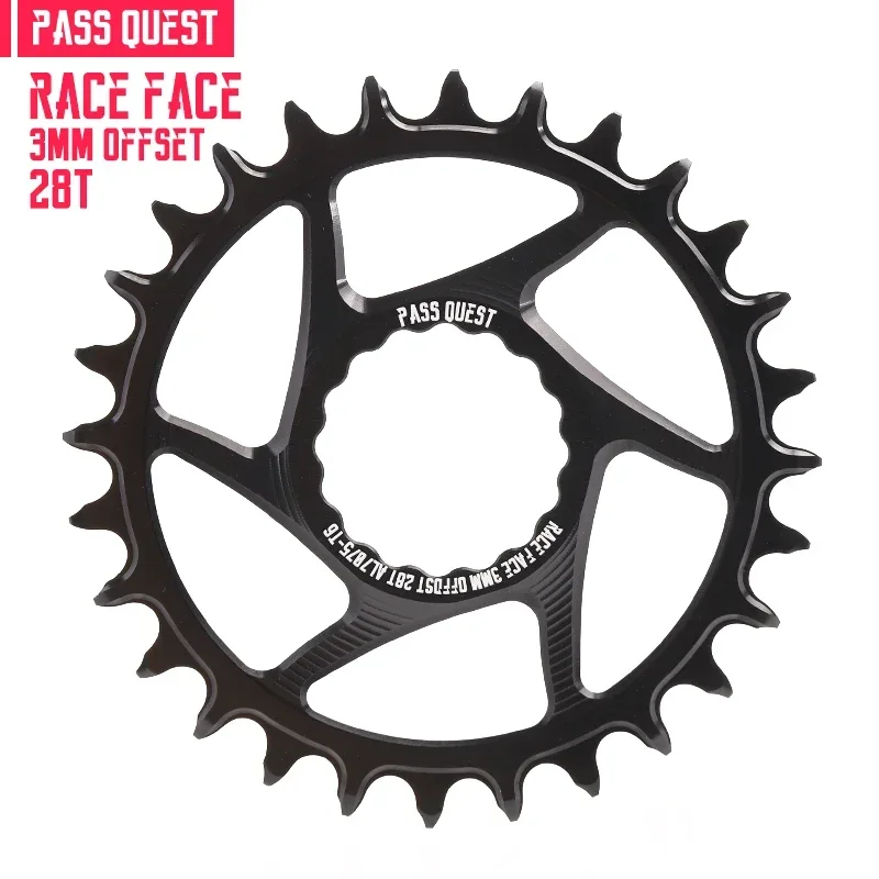 PASS QUEST Offset 3 mm silberne und schwarze schmale, breite Kettenblätter für RACEFACE RF Next SL Sixc Atlas-Serie mit direkter Halterung