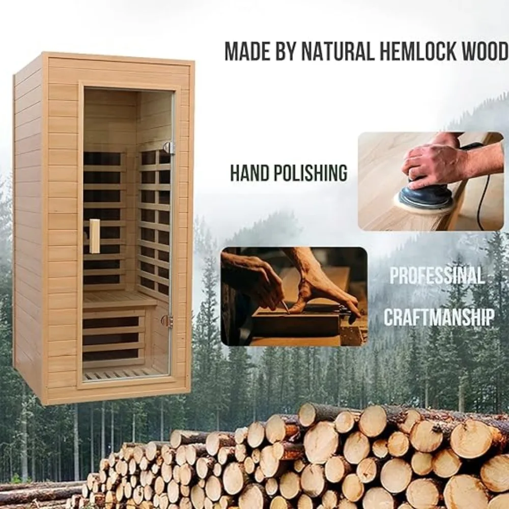 Комната для сауны, инфракрасныеrojos Lejanos De Madera Hemlock, 1200 Vatios, Infrarrojo Lejano EMF Bajo Con Bluetooth, ЖК-дисплей, корпус для сауны