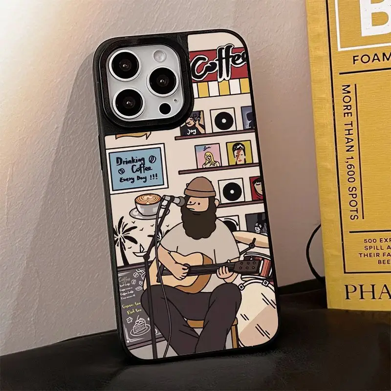 憂鬱な音楽おじさん電話ケース iphone 16 15 14 13 12 11 Pro X XR XS 最大 7 8 プラス 12 13 ミニガール Y2K 電話ケース