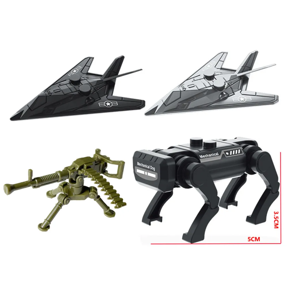 Modern Military World War UAV Machine Dog Weapon Accessories Army War Soldier MOC Model Building Block Bricks Toys For Kids