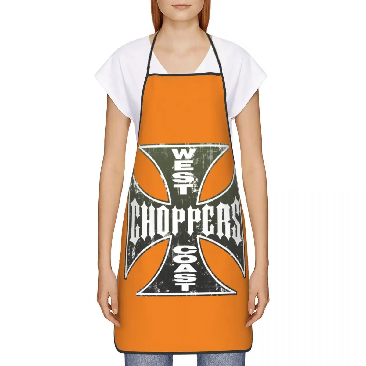 Custom Bib West Coast Iron Cross Choppers Aprons Men Women Unisex Adult Chef Kitchen Cooking Tablier Cuisine Baking