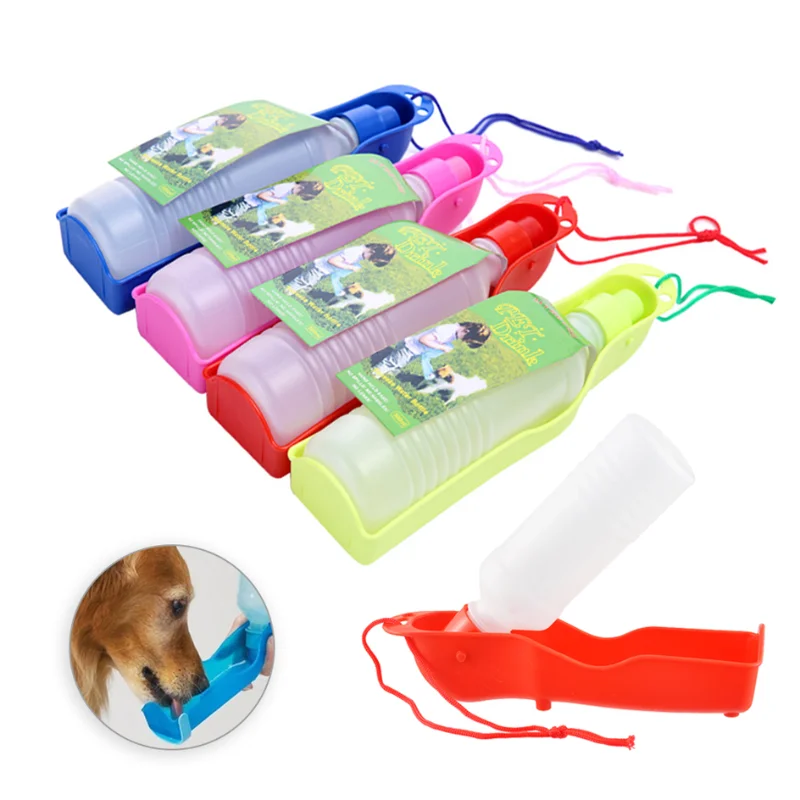 250ml/500ml Pet Dog Water Bottle Plastic Portable Water Bottle Pets Outdoor Travel Drinking Water Feeder Bowl Foldable