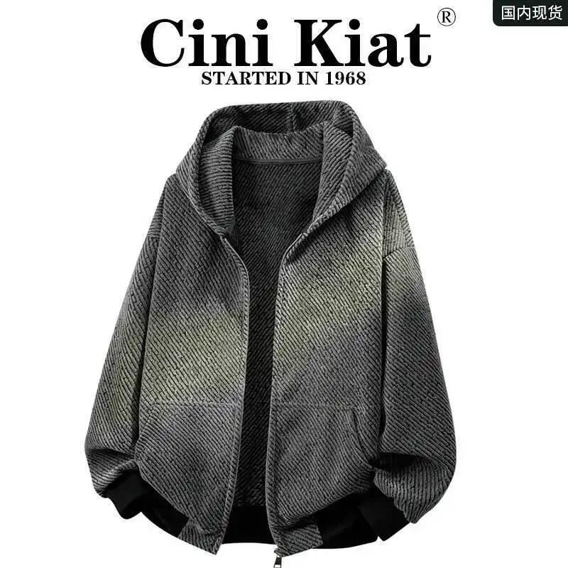 Man Knitting Cardigan Spring Vintage Heavyweight Knit Jacket For MenTweed Style Striped Hoodie Cardigan Outerwear