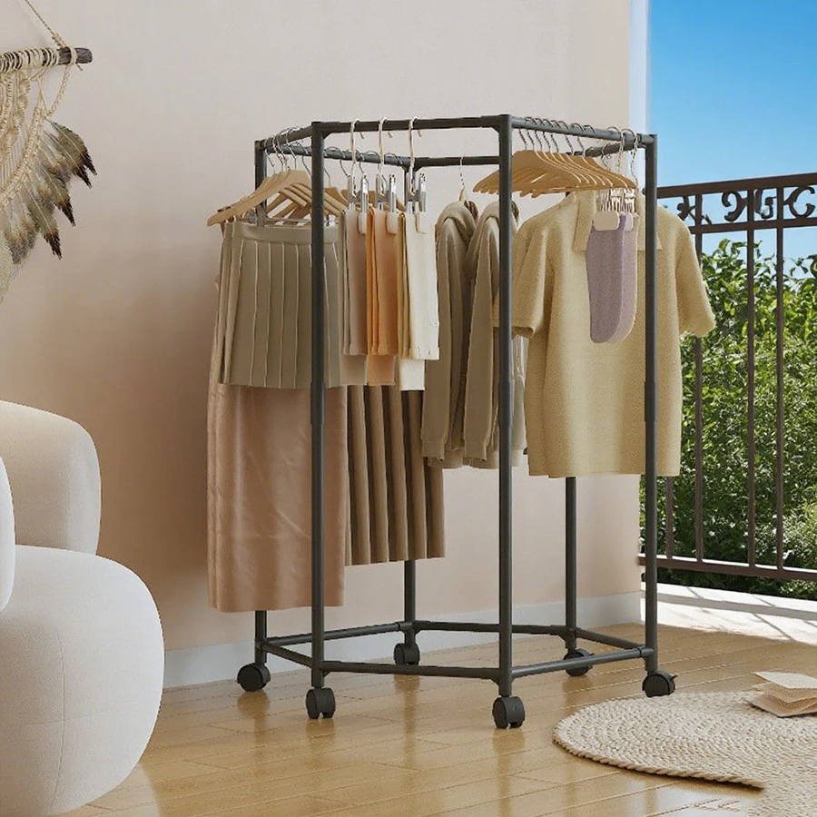 1pc Hexagonal Rotating Clothes Rack Home Metal Clothes Drying Rack Movable Balcony Bedroom Clothing Storage Rack With Pulleys - AliExpress 15 1pc Hexagonal Rotating Clothes Rack Home Metal Clothes Drying Rack Movable Balcony Bedroom Clothing Storage Rack With Pulleys - AliExpress 15