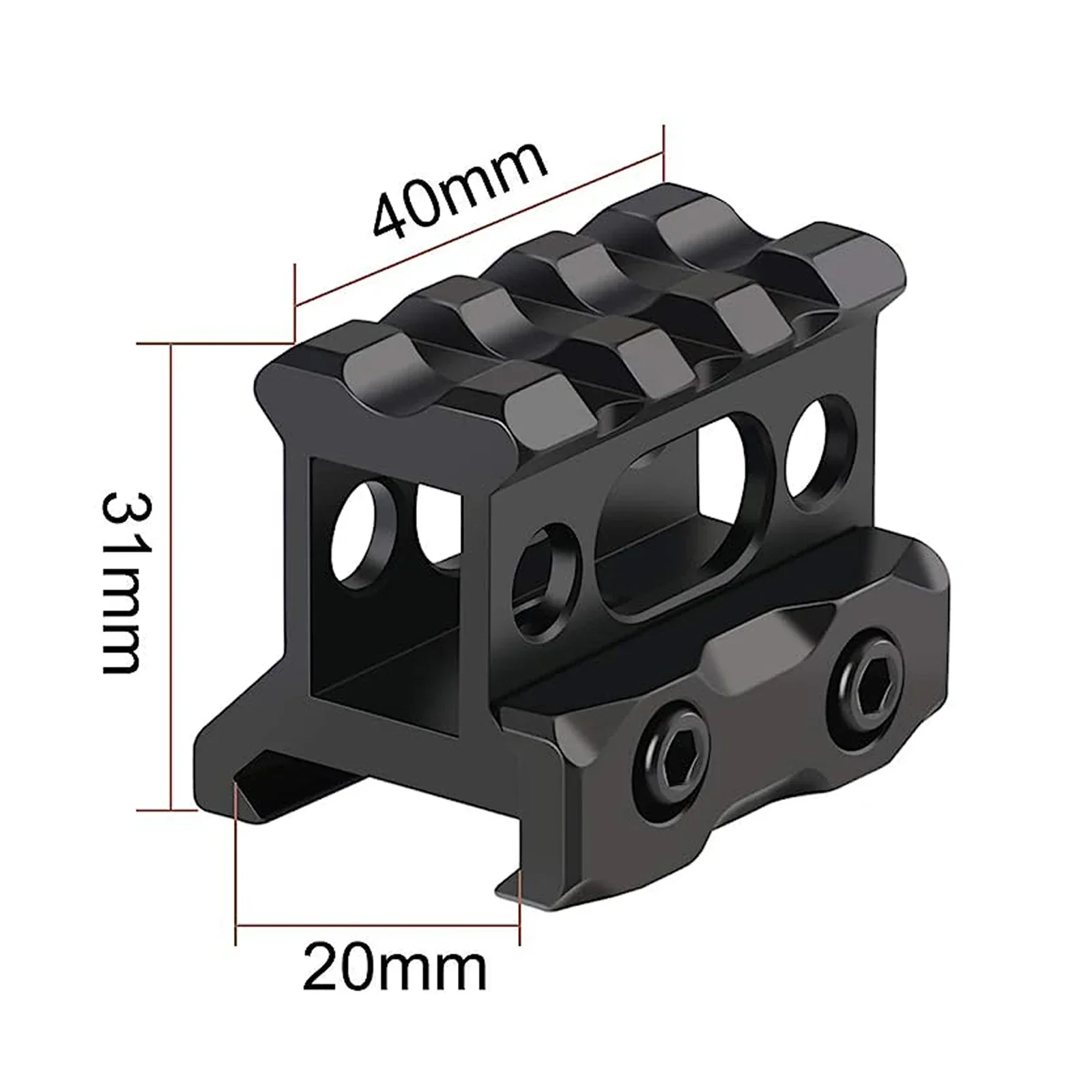 Mocowanie na pionie 1" wysokość Picatinny Krótki uchwyt na pionie Stop aluminium Mocowanie na podstawie lunety 20 mm Szyna Picatinny