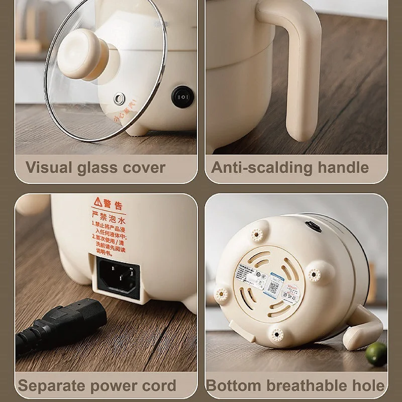 다기능 전기 쿠커, 붙지 않는 개인 냄비, 음식 수프, 쌀 국수, 계란 프라이 히터 팬