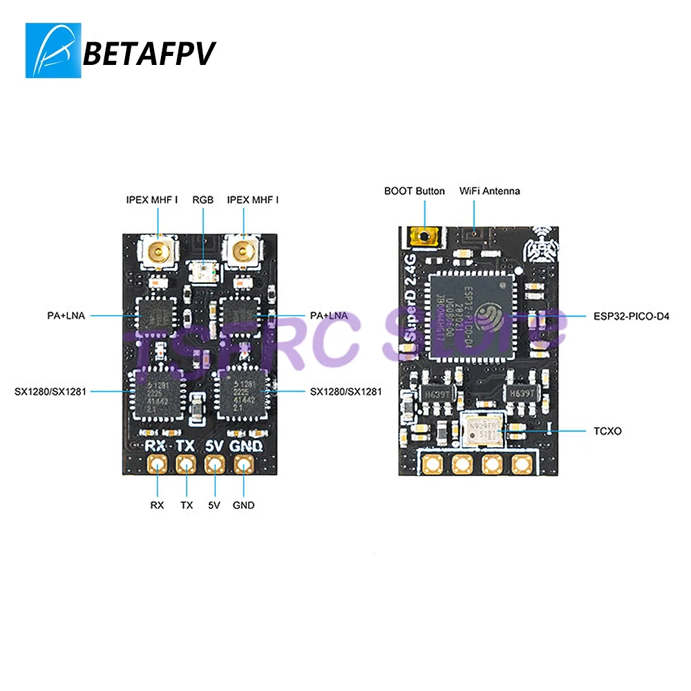 BETAFPV 長距離タイムトラバース Super D ELRS 2.4G 915&868MHz ダイバーシティレシーバー