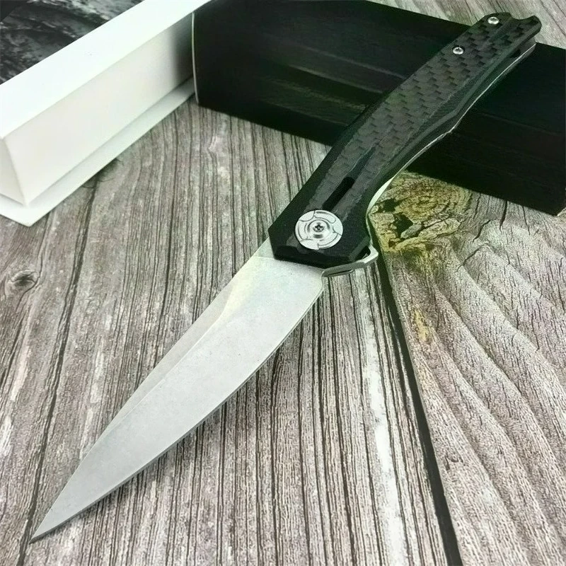 

ZT0707 ball bearing carbon laminate mark D2 steel folding camping hunting survival EDC folding knife men's gift