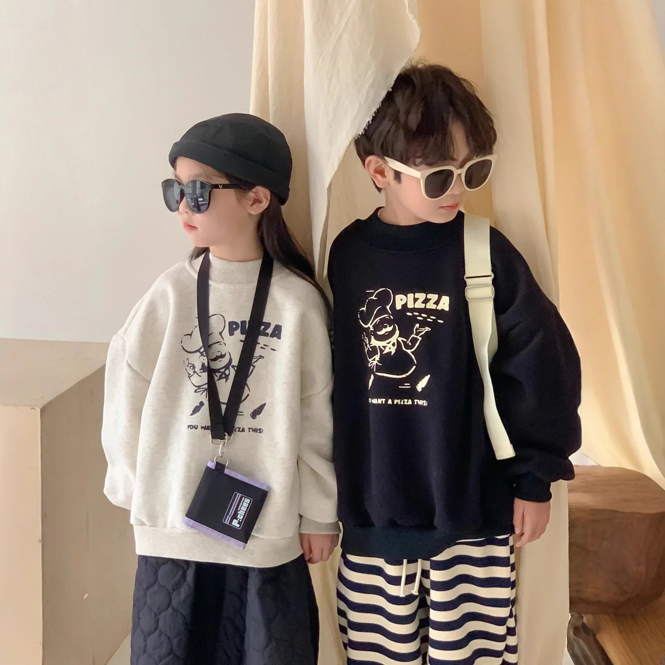 

2025 Winter New Children Fleece Sweatshirt Cartoon Print Boys Girls Warm Pullover Plus Velvet Thick Kids Loose Casual Clothes