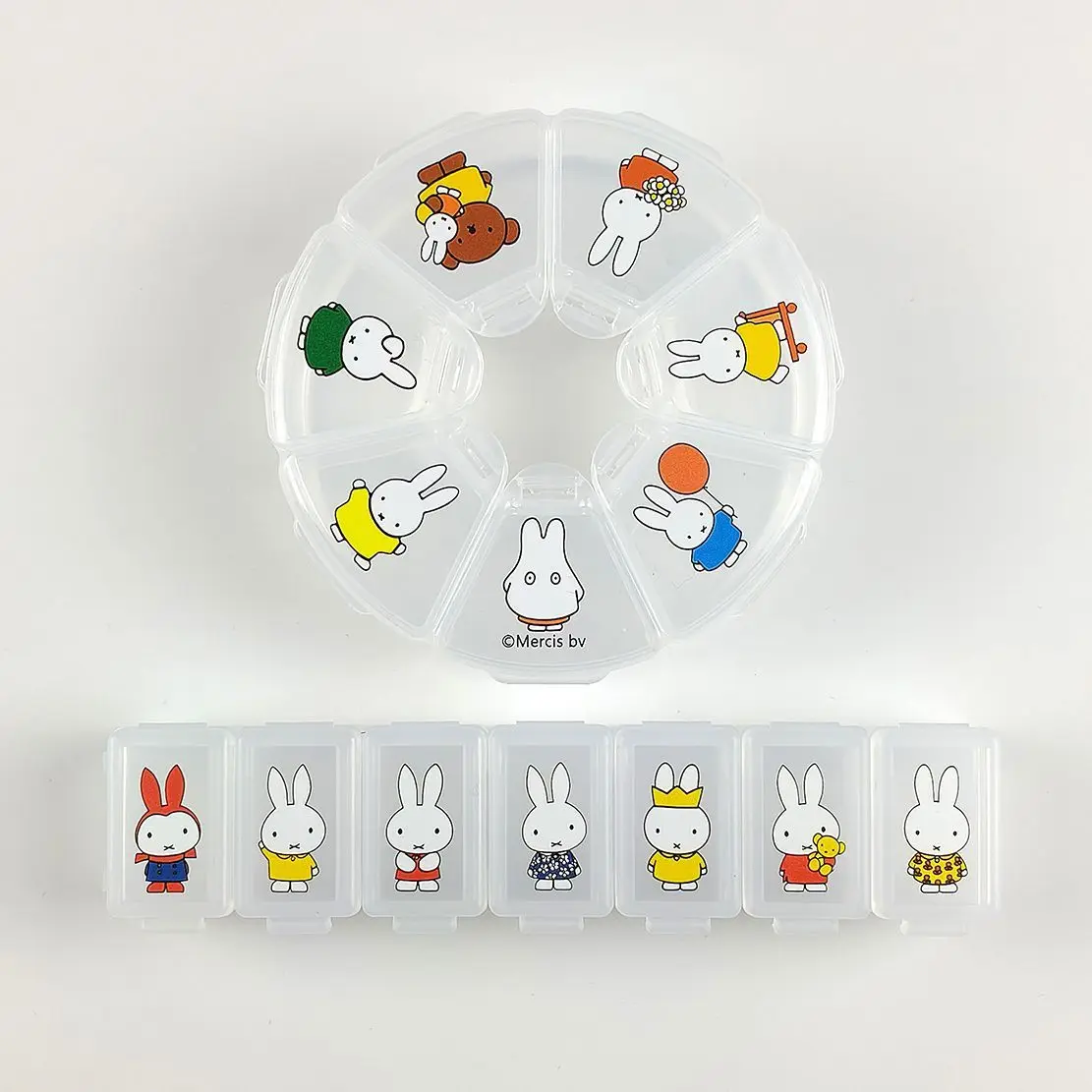 Kawaii Miffy Cute Transparent Portable Pill Box Split Travel Storage Case for Earrings Medicine Small Daily Accessory Lovely
