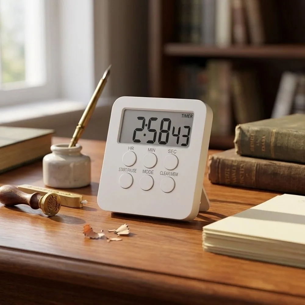 Silent ABS Digital Timer Clock Memory Function Count Up Down Kitchen Timer Stand Design Large Display Alarm Clock Timer Studying