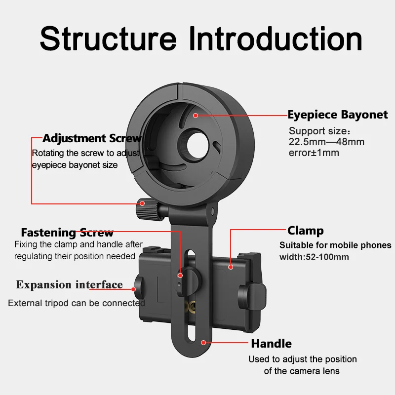 Upgrade Universal Cell Phone Adapter Bracket Clip Mount Rotary Clamp Soft Rubber Material for Binocular Monocular Telescope CM-9