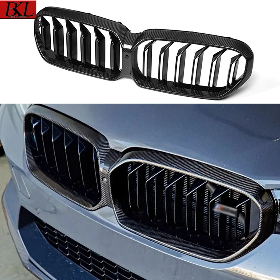 

For BMW 5 Series G30 G38 M5 F90 2021-2023 Carbon fiber grille front bumper grille ABS bright black grille front grille body kit