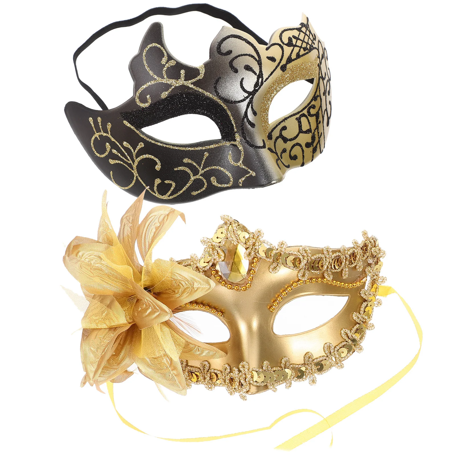 

2Pcs Half Face Masquerade Mask Festival Party Prop Halloween Costume Mask for Dance Cosplay Events Dancing Party Prop