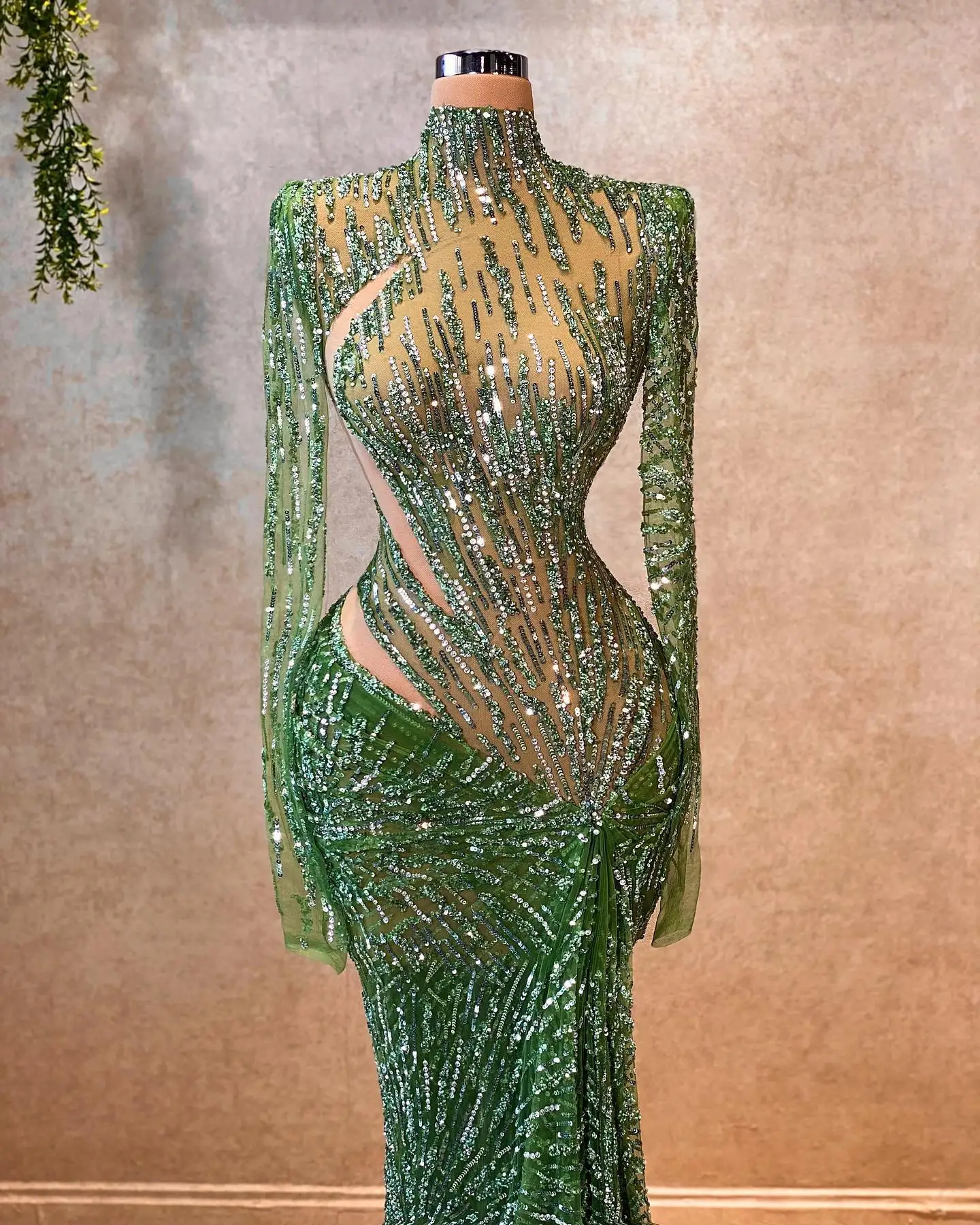 Robes de bal sexy robe de soirée sirène manches longues col haut paillettes dentelle appliques diamants perles fermeture éclair grande taille personnalisé