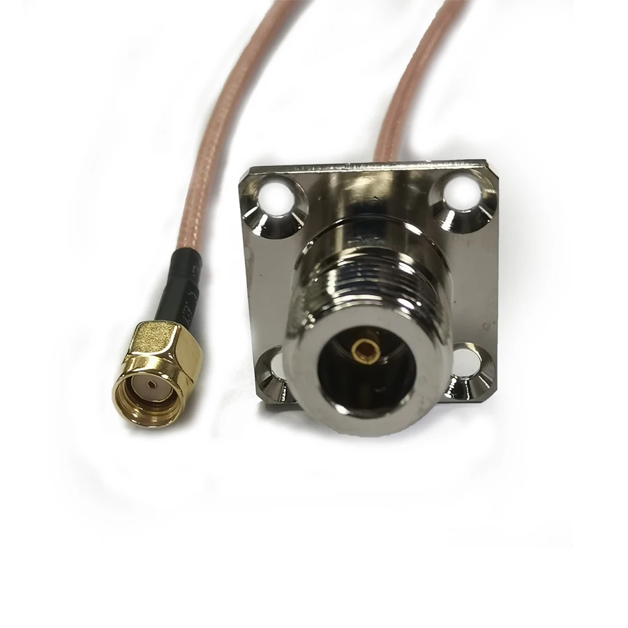 Adaptador de N-K a RP-SMA-J, Conector de enchufe Coaxial RF, Cable Pigtail de extensión con brida de cuatro agujeros, chapado en plata, RG316D, lote de 5 unidades