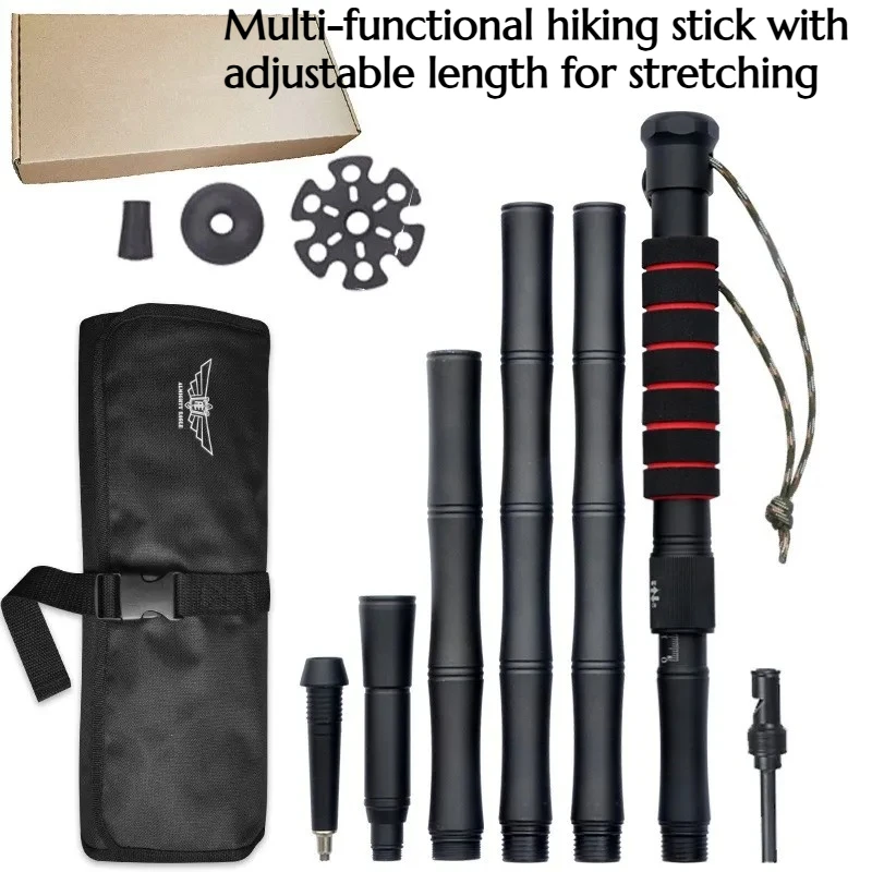 

Multi-functional Adjustable Length Telescopic Hiking Stick Suitable Mountain Climbing Camping Hiking Exploration Rescue Tool