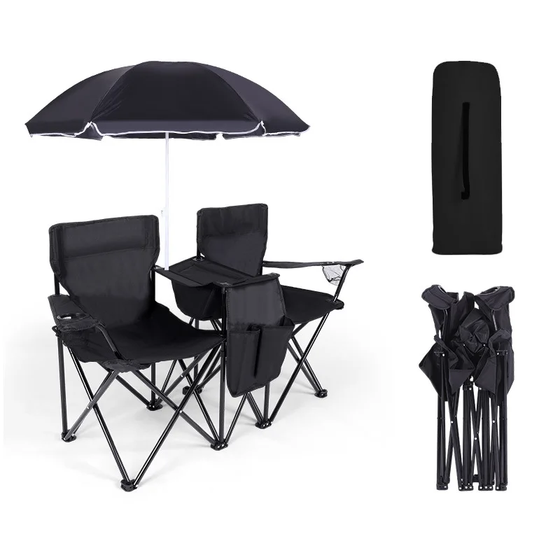Portable Sunshade Barbecue Picnic Leisure Bench Camping Outdoor Folding Chairs With Umbrella Fishing Chair