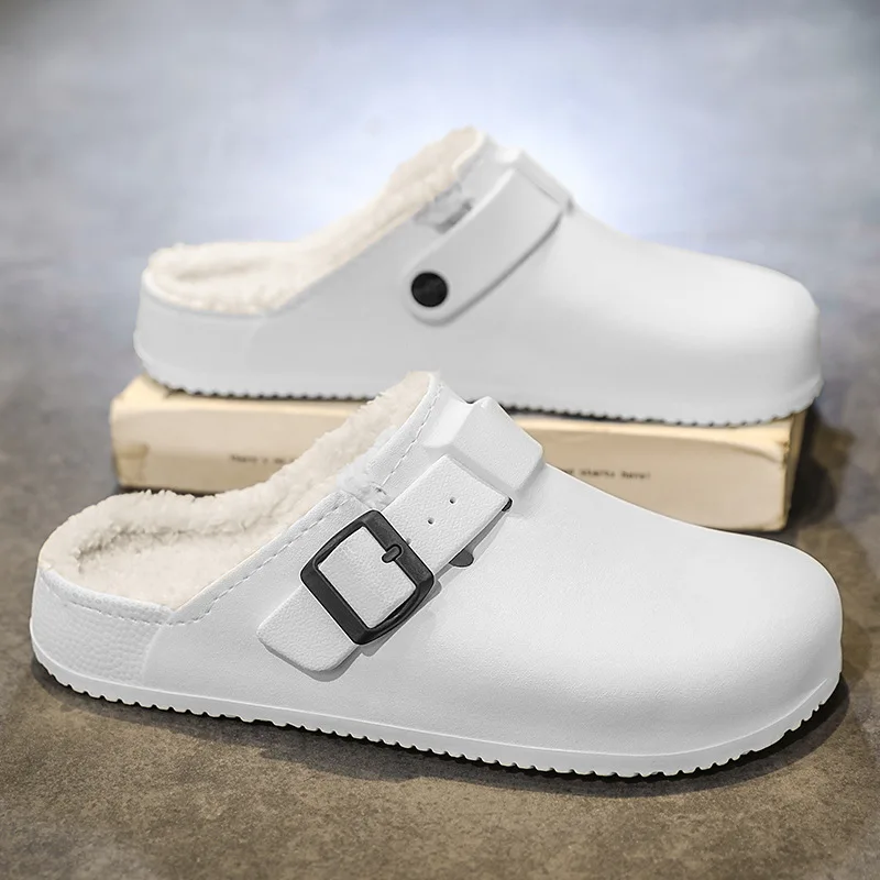 

2024 Winter Cotton Shoes Men Warm Slip on Lightweight EVA Slippers Men Plush Indoor Cotton Loafers Men Winter Warm Shoes