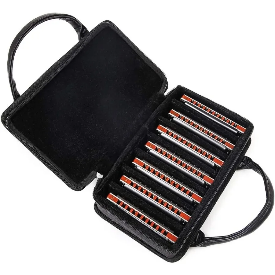 مجموعة قيثارة بلوز 12 مفتاحًا مع هارمونيكا دياتونيك احترافية 008K لمدة 10 فتحات و20 نغمة مثالية للاعبين المحترفين المبتدئين