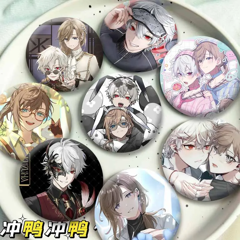 Cute Anime NIJISANJI Kanae and Kuzuha Badge Cartoon Role Playing Brooch Cosplay Jewelry Pins Bag Clothes Ornaments Handmade Gift