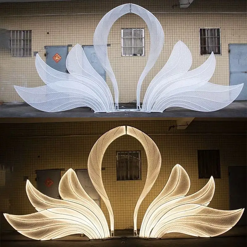 

Wedding props wrought iron petals luminous background screen auditorium hotel three-dimensional ornament